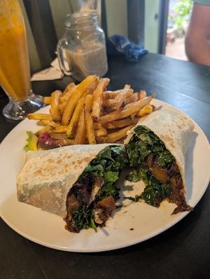 Garden harvest wrap without cheese at Endiro Coffee in Kampala