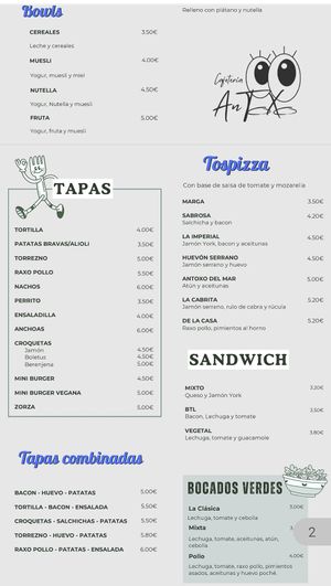 Carta2 at Cafetería Antoxo in Xove