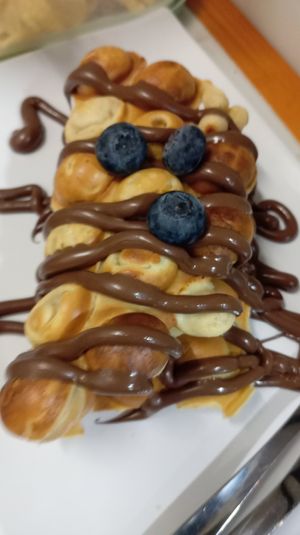 Gofre Frutella (vexetariano, NON VEGANO, ollo). at Cafetería Antoxo in Xove