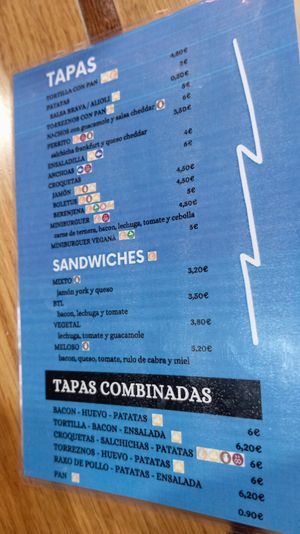 Carta at Cafetería Antoxo in Xove