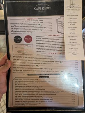 Food menu at Cafesserie - Acacia Mall in Kampala
