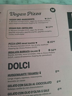 Ausschnitt der Speisekarte at Pizza Beppe in Alkmaar