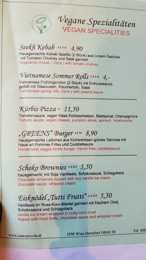 Speialitäten September 2017 at Pizzeria Casa Piccola in Vienna