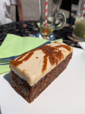 Sticky toffee pudding with biscoff icing at Zennoni Book and Tea Room in South East London