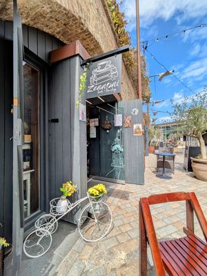 The entrance to the café at Zennoni Book and Tea Room in South East London