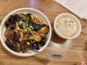 Vegetarian eggplant with garlic saucee  at Northern Cafe in Long Beach