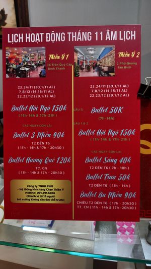 prices and times at Thien Y in Ho Chi Minh City