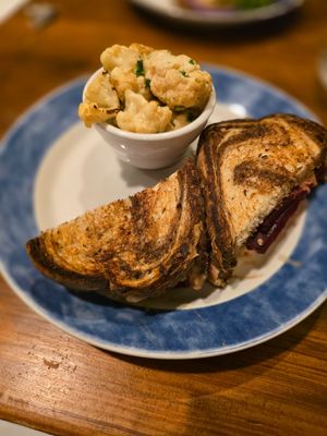 roasted beet reuben with side of roasted cauliflower-Delicous and would order again at Cafe Evergreen in Nokomis