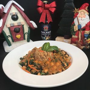 Quinoa Rice Pilaf Bowl with sautéed Eggplant, Carrots, Chickpeas and Hydroponic Kale tossed in a Tomato Balsamic Broth...come in on #MeatlessMonday at Cafe Evergreen in Nokomis