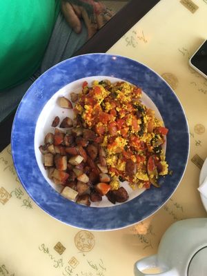 Tofu scramble!!!! They were happy to let us customize it. at Cafe Evergreen in Nokomis