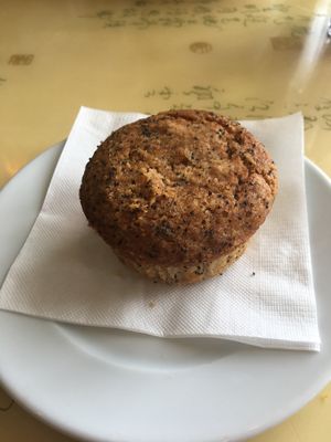 Lemon poppy muffin, vegan and gluten free! at Cafe Evergreen in Nokomis
