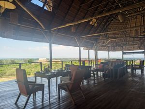 The dining room at Aardvark Safari Lodge in Katunguru