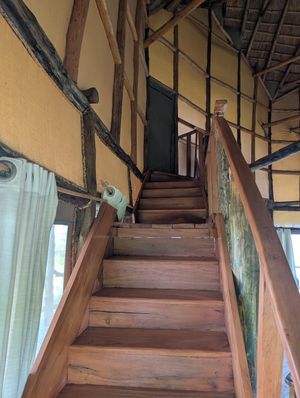 Each bungalow has a balcony upstairs at Aardvark Safari Lodge in Katunguru