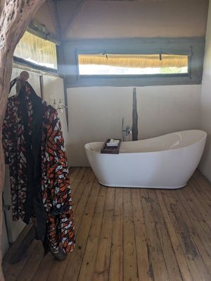 Indoor shower at Aardvark Safari Lodge in Katunguru
