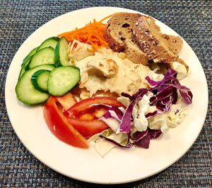 Salad, hummus and bread  at The Spicery in Dubai