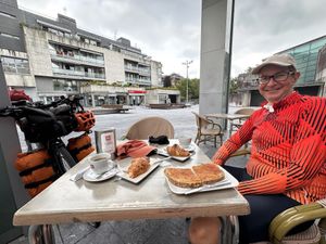 Pan con tomatoe and choc vegan croissants!  at D&S Cafetería in Irun