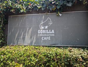 Sign at Gorilla Conservation Café - Entebbe in Entebbe
