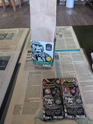 Coffee grounds and dairy-free chocolates at Gorilla Conservation Café - Entebbe in Entebbe