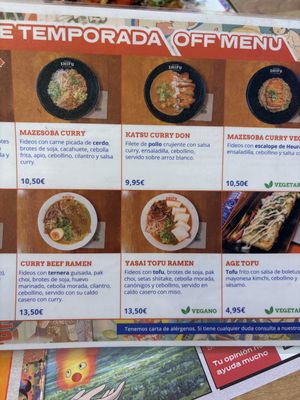 Temporary menu  at Ramen Shifu in Gran Canaria