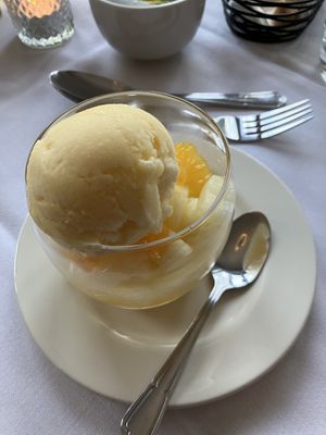 Starter (melon sorbet)  at Glaramara Hotel in Keswick