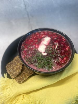 Borsch (a warm russian soup made healthy and Raw vegan) at Ready Set Raw in Sarasota