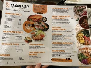 Lunch menu  at Saigon Alley in Yarraville