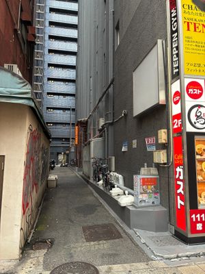Down the alley on the right at OSAKA ENGINE RAMEN in Osaka