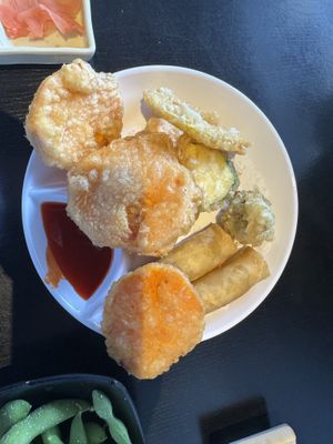 Veg and Yam Tempura and Spring Rolls - Vegan  at Ajisai in Milton