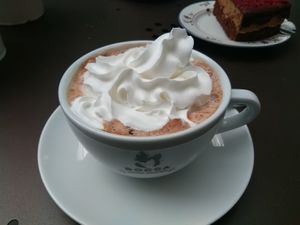 Chocolate milk with whipped cream at KLUTS in Utrecht