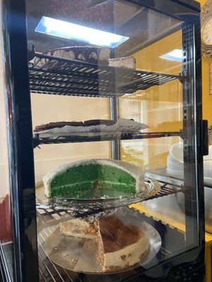 Pies: the pandan cake (green) and tiramisu pie are very good! at KLUTS in Utrecht