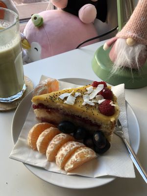 Lemon-raspberry cake (I added the chiaseeds and coconut)  at KLUTS in Utrecht