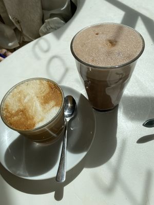 flat white and cold chocolate   at KLUTS in Utrecht