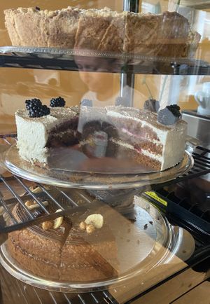 From top to bottom: apple crumble, blackberry/speculoos and banana/hazelnut/chocolate pie.  at KLUTS in Utrecht