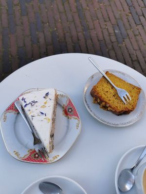 Lemon Blueberry cake (my favorite) and pumpkin orange cake at KLUTS in Utrecht