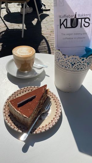 Tiramisu and flat white in the suzo'n  at KLUTS in Utrecht