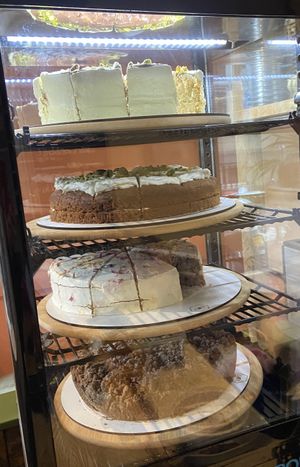 Pies Monday 12 Jan 2026: pistachio/chocolate, carrot cake, blueberry/lemon and apple.  at KLUTS in Utrecht