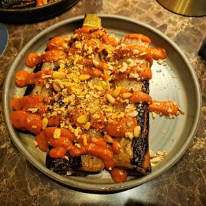Chargrilled leeks - recommend at Royâ  in Glasgow