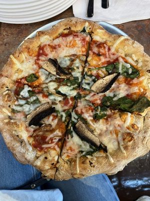 Ms Mushroom pizza (vegan)  at Mellow Mushroom in Denton