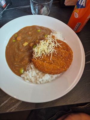 Vegan chicken katsu with cheese at Kiiro Markthal in Rotterdam
