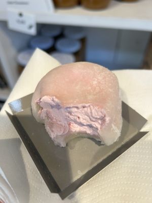
Raspberry & rose mochi 4,95€  at Kiiro Markthal in Rotterdam