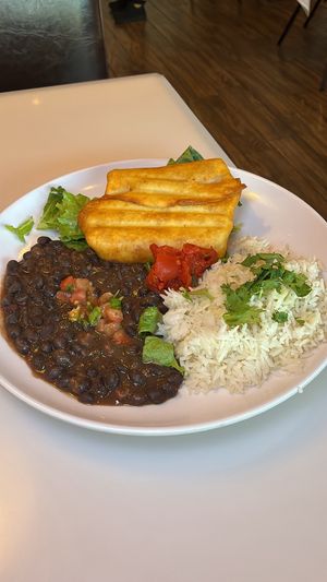 Chimichanga pinto beans   at Cactus Flower Cafe in Pensacola