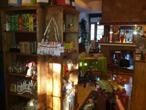 Organic products, setup on recycled furniture :) at Vida Plena in Mendoza