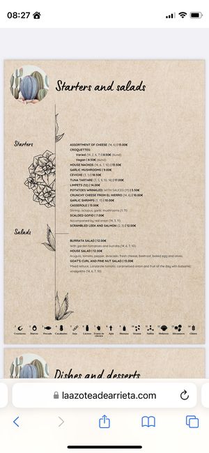 Starters  at La Azotea De Arrieta in Lanzarote