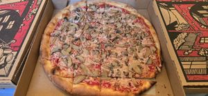 Vegan mushroom pizza with Vegan cheese at L'Osteria Mondello in Cheyenne