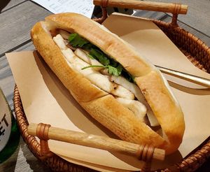 Tofu in spicy sauce banh mi at The Banhmi in Hanoi