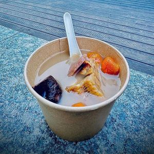 Veggie Soup 蓮藕粟米🌽冬菇紅蘿蔔🥕湯 (Photo by Iris Lau) at HeyVegi 僖 in Kowloon