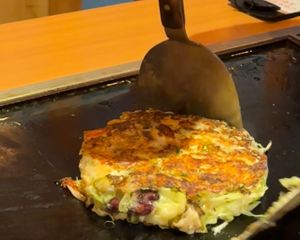 Vegan  Okonomiyaki  at Kaisen Monjya Ebizo in Osaka