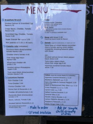 Sample menu   at Indigo Cafe in Cambridge