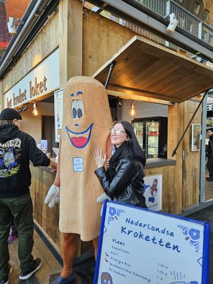 The company mascot - easy to spot when you head into the markthal at Het Kroket Loket - Kiosk in Rotterdam
