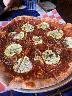 Vegan pizza (achuka, squash, shallots) not as listed on menu  at Clay & Fire in Kansas City